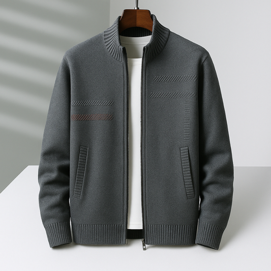 Gentrobe Knit Bomber Jacket - Modern Zip-Up Cardigan