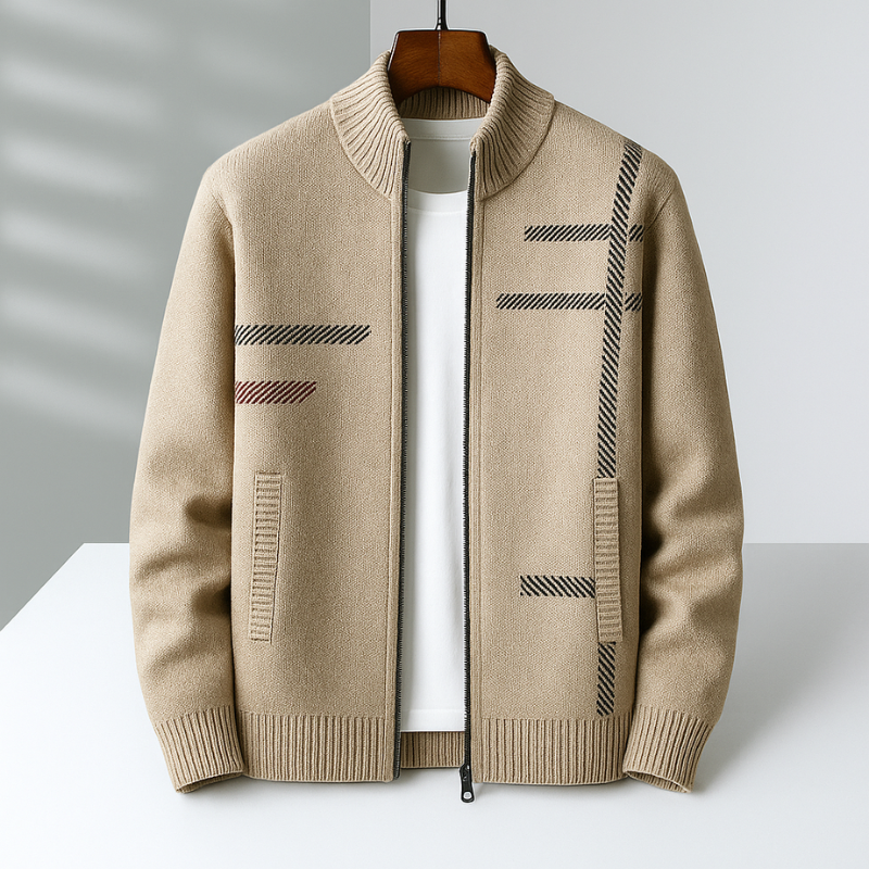 Gentrobe Knit Bomber Jacket - Modern Zip-Up Cardigan