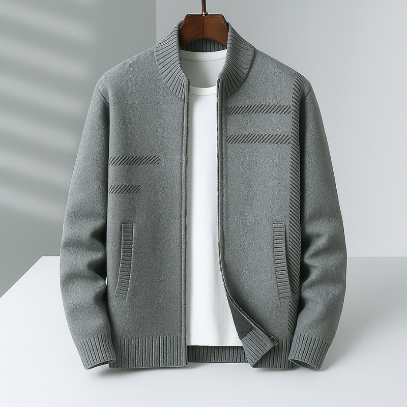 Gentrobe Knit Bomber Jacket - Modern Zip-Up Cardigan