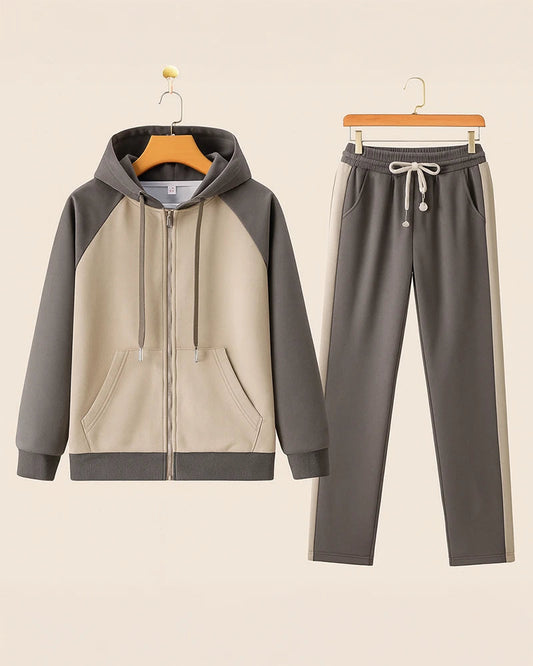 Gentrobe Navy and White Color-Block Hoodie Tracksuit Set